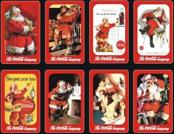 2008 COCA-COLA COKE MERRY CHRISTMAS 8 AD POCKET CALENDAR TRADING CARDS
