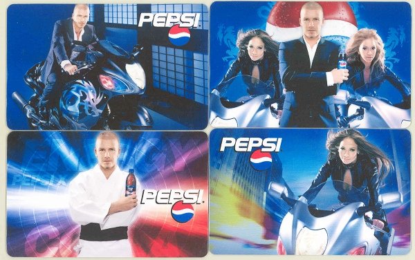 BECKHAM PEPSI 4 ADVERTISING POCKET TRADING CARDS