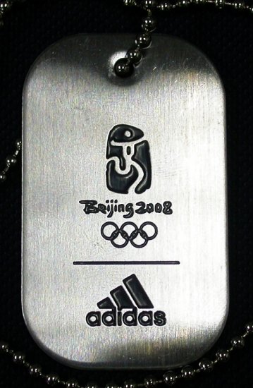 Beijing 2008 Olympics Sponsor Adidas Steel Tag 100% Official