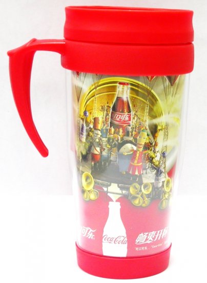 2008 COCA-COLA HAPPINESS FACTORY TRAVEL COFFEE COKE MUG CUP