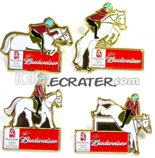 BEIJING 2008 OLYMPIC SPONSOR BUDWEISER BEER 4 PINS SET