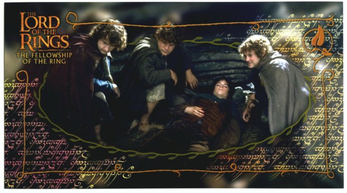 Czech Fellowship Postcard - Hobbits 2 Frodo Wounded