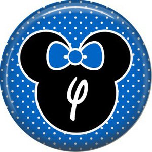 Mouse Ears with Blue Bow Letter Y, 1 Inch Alphabet Initial Button Badge Pinback