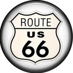 Route US 66 Shield, 1 Inch Americana Button Badge Pinback - 0411