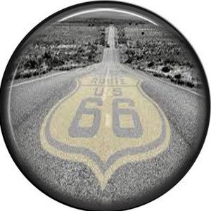 Route 66 Pavement, 1 Inch Americana Button Badge Pinback - 0412