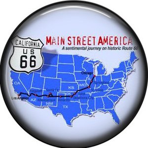 US Map of Route 66, 1 Inch Americana Button Badge Pinback - 0413