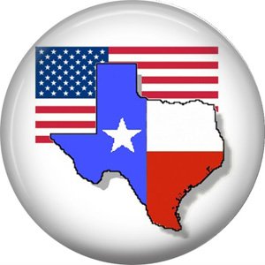 USA and Texas Flag, 1 Inch Texas Pride Pinback Button - 0801