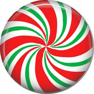 Red White Green Peppermint Candy, 1 Inch Button Badge Pin - 0300