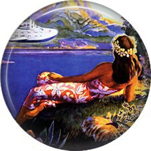 Vintage Hawaii Image on 1 Inch Pinback Button Badge Pin - -0946
