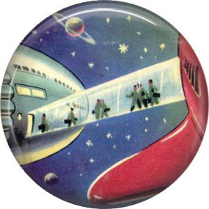 Space Walkway, Retro Future 1 Inch Button Badge Pin - 0641