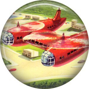 Duo Copters, Retro Future 1 Inch Button Badge Pin - 0642