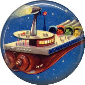 Living in Space, Retro Future 1 Inch Button Badge Pin - 0644