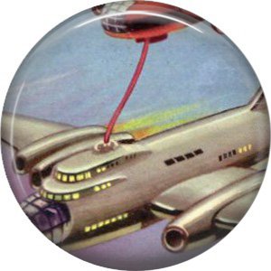 Refueling in Mid Air, Retro Future 1 Inch Pinback Button Badge Pin - 0648