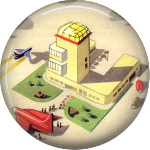 Airport, Retro Future 1 Inch Pinback Button Badge Pin - 0649