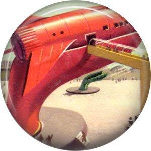 Jet Bridge to Spaceship, Retro Future 1 Inch Pinback Button Badge Pin - 0650