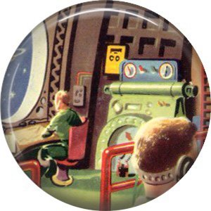 Command Center, Retro Future 1 Inch Pinback Button Badge Pin - 0652