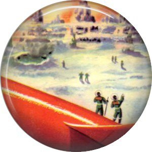 Exploring Distant Planets, Retro Future 1 Inch Pinback Button Badge Pin - 0655