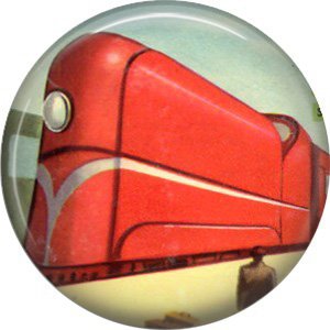 Locomotive, Retro Future 1 Inch Pinback Button Badge Pin - 0658