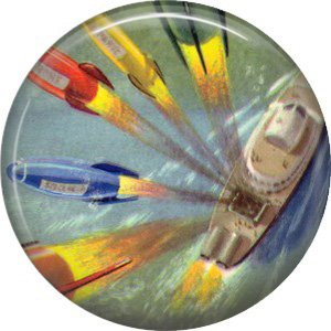 Firing Missles, Retro Future 1 Inch Pinback Button Badge Pin - 0660