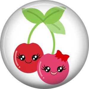 Cherries, Fruit Cuties 1 Inch Button Badge Pin - 0288