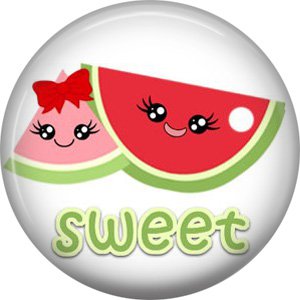 Watermelon, Fruit Cuties 1 Inch Button Badge Pin - 0292