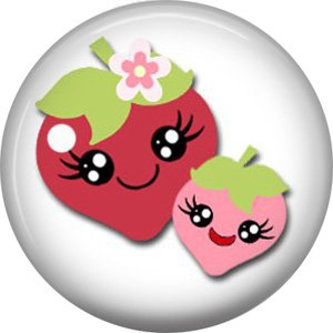 Strawberries, Fruit Cuties 1 Inch Button Badge Pin - 0294