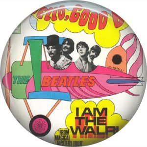 The Beatles in Airplane Psychedelic Image, 1 Inch Button Badge Pin - 6080