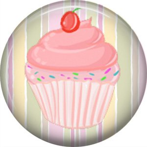 Pink Cupcake, 1 Inch Button Badge Pin - 0307