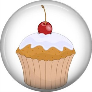 Cupcake with Cherry on Top, 1 Inch Button Badge Pin - 0303