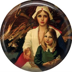 Vintage Red Cross Nurse, 1 Inch Button Badge Pin of Occupation Nurse - 0272