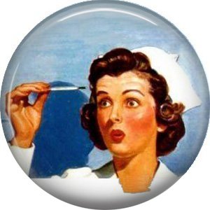 Mid Century Nurse, 1 Inch Button Badge Pin of Occupation Nurse - 0271