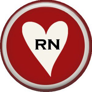 RN in White Heart, 1 Inch Button Badge Pin of Occupation Nurse - 0245