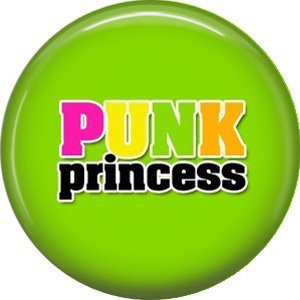 Punk Princess on Lime Green Background, 1 Inch Button Badge Pin - 0367