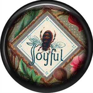 Joyful Bee, 1 Inch Pinback Button Badge Pin - 0239