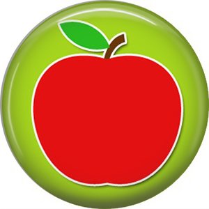 1 Inch Apple, Teacher Appreciation Button Badge Pin - 0838