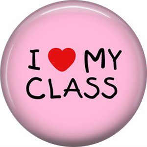 1 Inch I Love My Class on Pink Background, Teacher Appreciation Button Badge Pin - 0845
