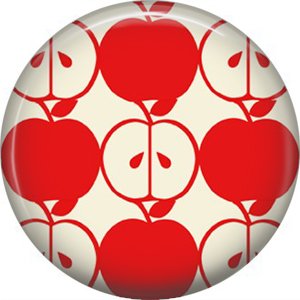 1 Inch Red Whole and Half Apple Pattern, Teacher Appreciation Button Badge Pin - 0846
