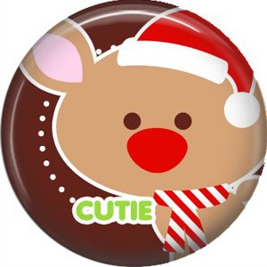 Reindeer Cutie with Red Nose, 1 Inch Be Merry Christmas Button Badge Pinback - 3035