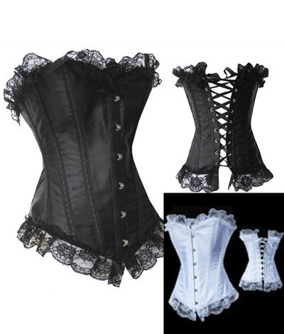 Black or white steel boned corset
