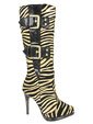 Zebra print high heeled boot