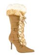 Furry Suede Tan High Heeled Boots