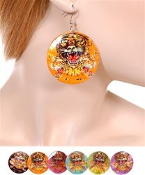 Tattoo tiger earrings