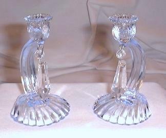Child's Candlesticks w/Prisms Caprice in Moonlite Blue