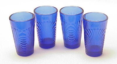 Child's Water Glasses (4) Caprice Pattern in Cobalt Blue