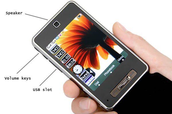 2GB TF + 3.0" 3-Band 2-SIm Standby PDA Mobile Phone PB5-T45