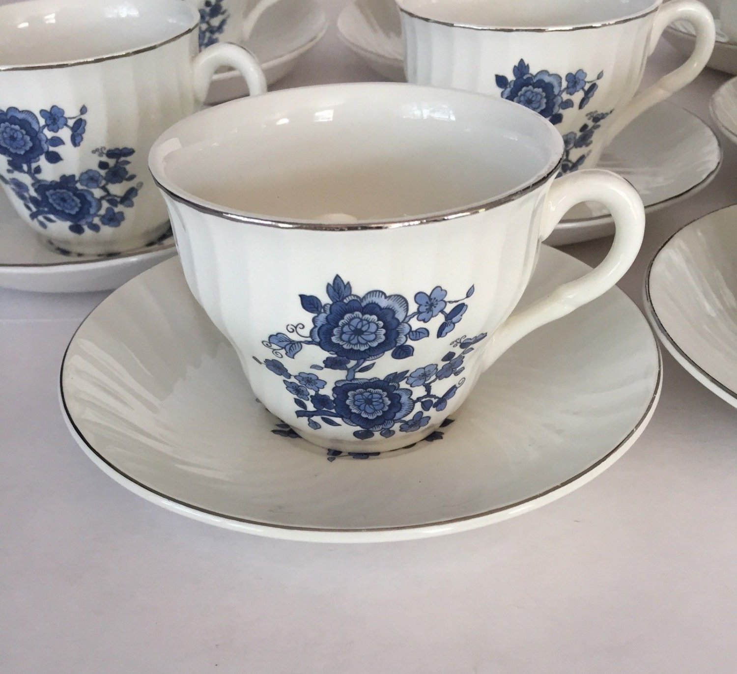 Royal Blue Ironstone Enoch Cup Saucer Wedgwood Tunstall England Coffee Tea