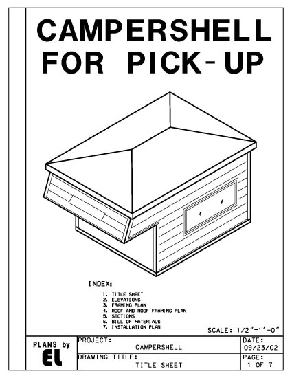 Camper shell for pickup building plans blueprints do it yourself DIY