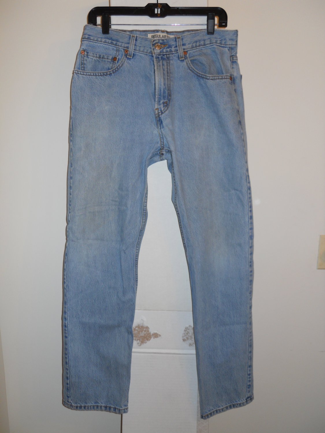 Levi 505 Regular Fit blue denim jeans men's 32x32 torn seat