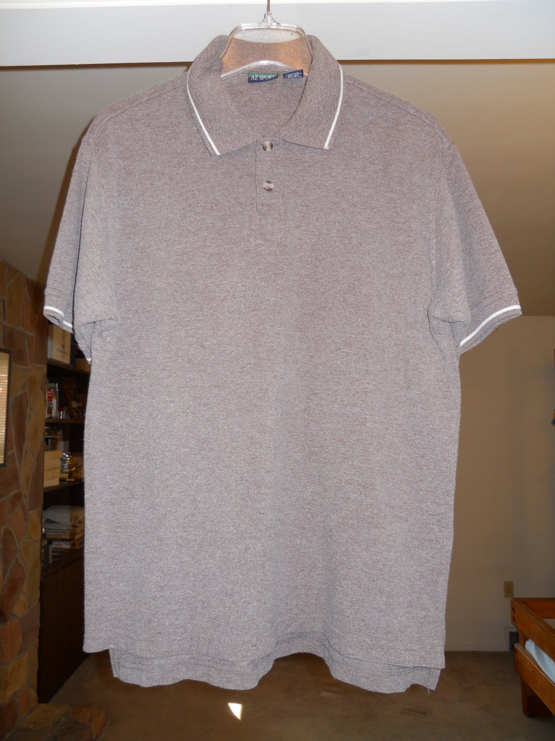 AZ Sport men's casual polo shirt size M Medium short sleeve brown