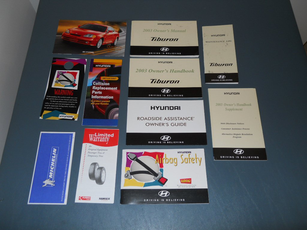 2003 Hyundai Tiburon owner's manual literature